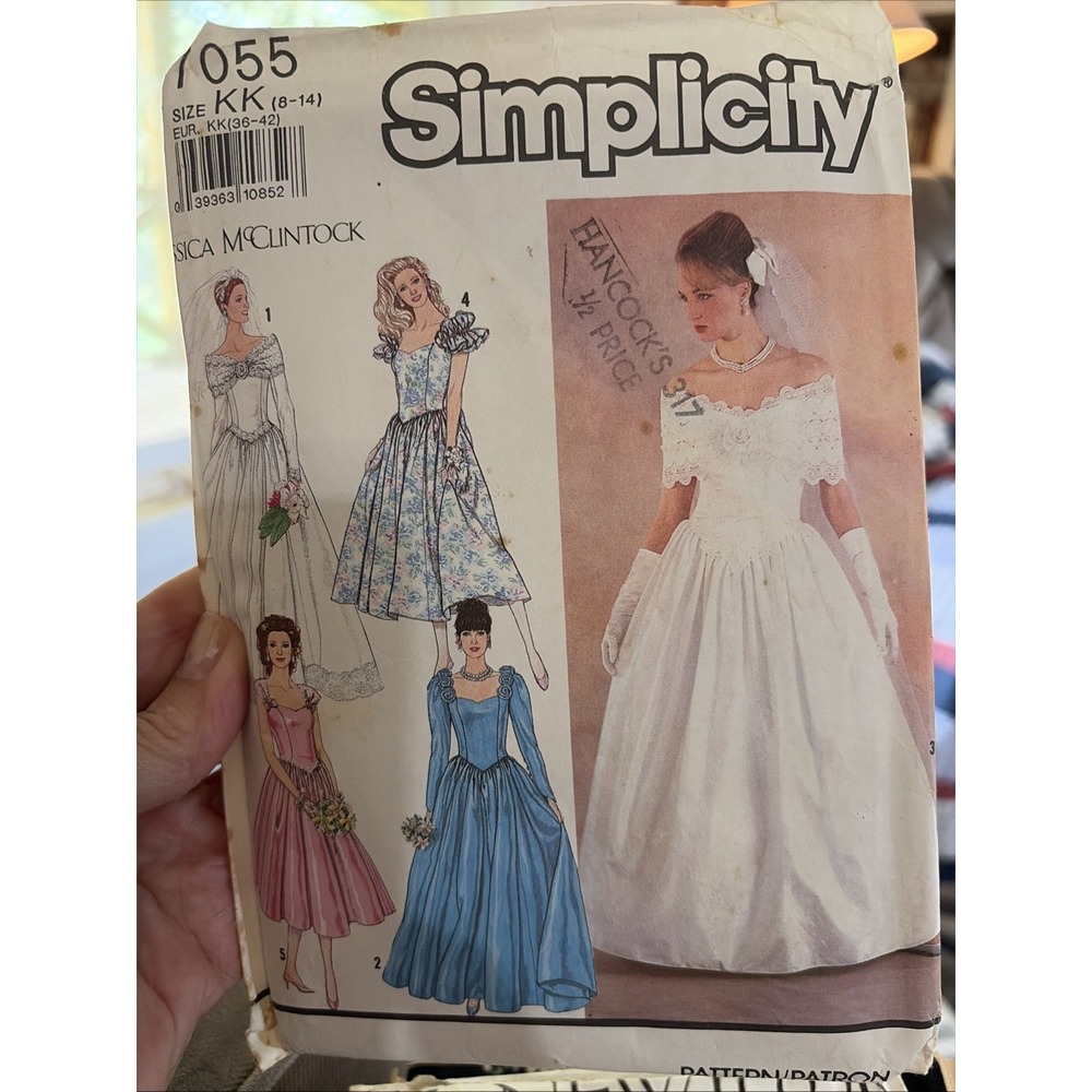 Vtg 1990 Simplicity Wedding Sewing Pattern 7055 Sizes 8-14 Jessica McClintock UC